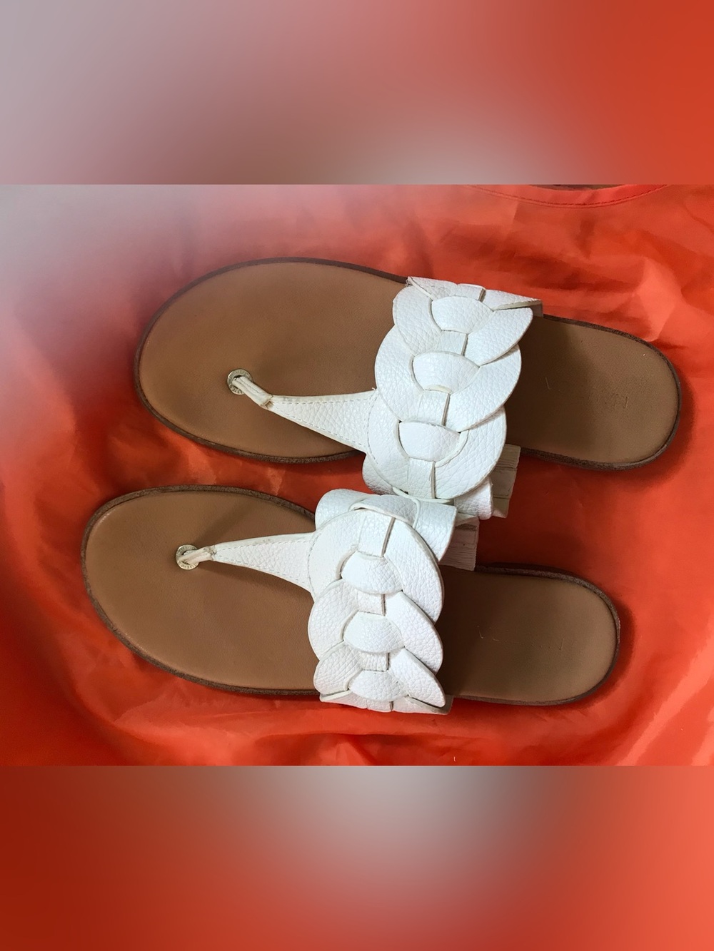 Nautica White Braided Leather Thong Sandals for Women